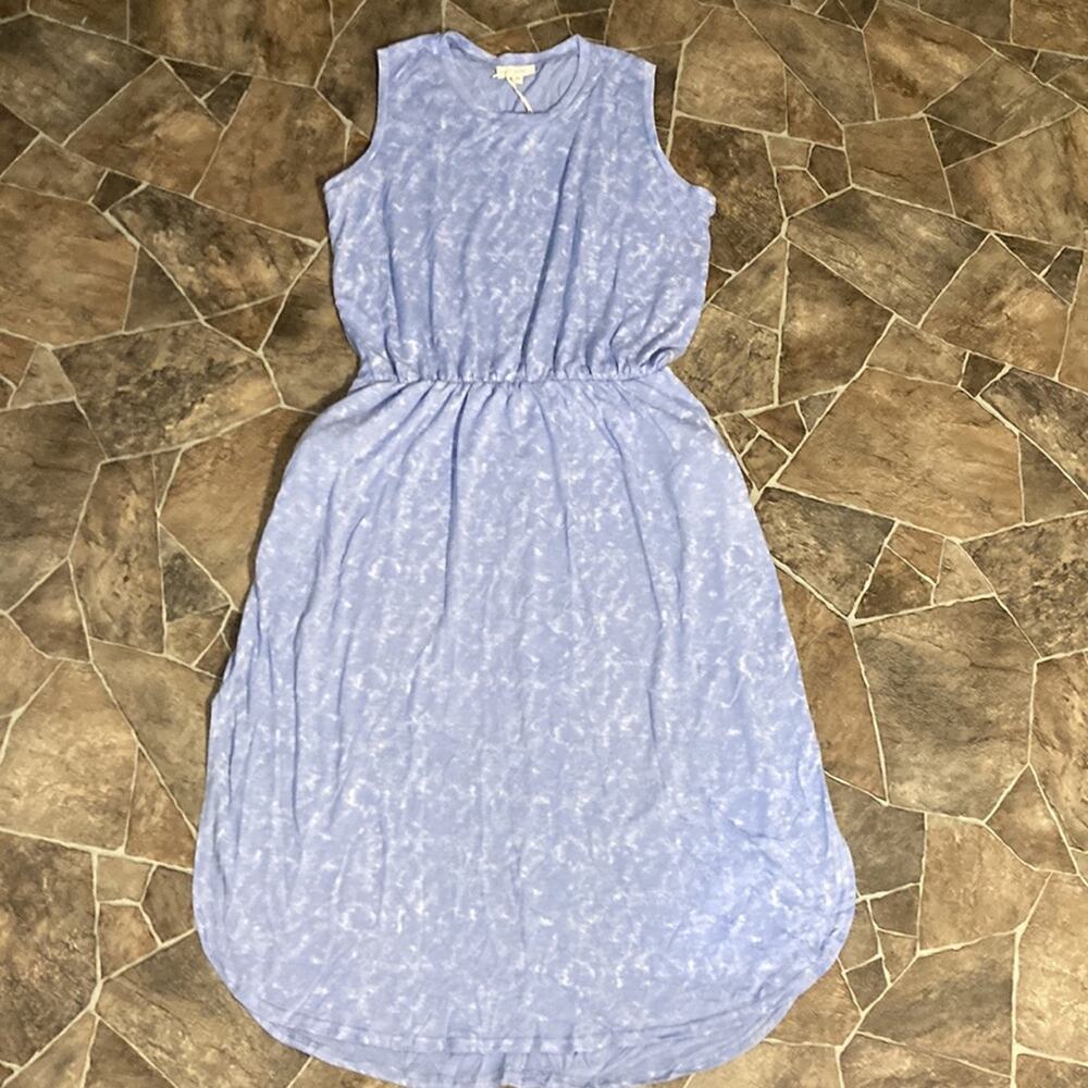 NWT La Miel Casual Lightweight Side Slit Summer Dress w/ Pockets Cornflower Sz L - Picture 3 of 7